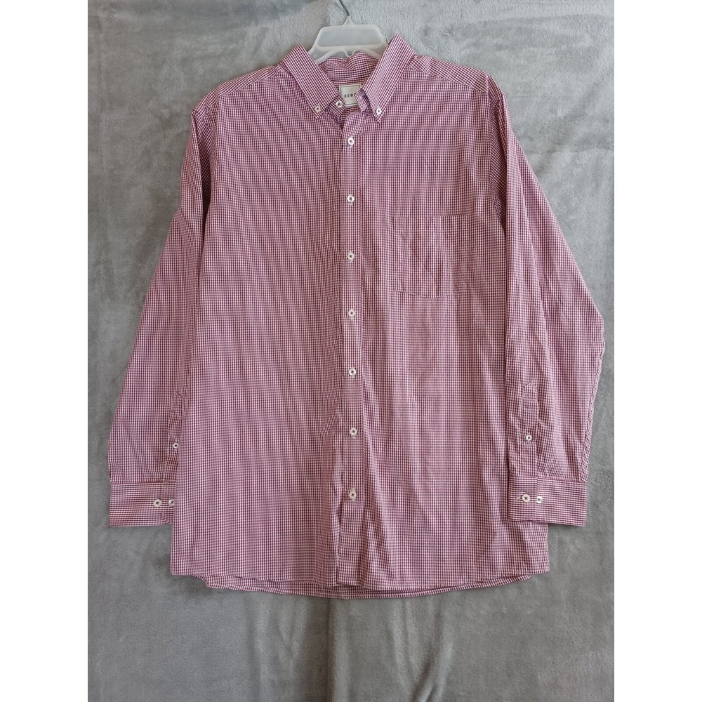 ROWM Shirt 2XT T all Button Down Long Sleeve Red White Check Preppy Office New